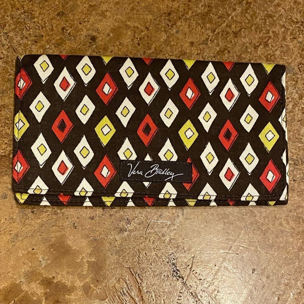 Vera Bradley‎ Brown Diamond Puccini Cotton Print check book slip cover